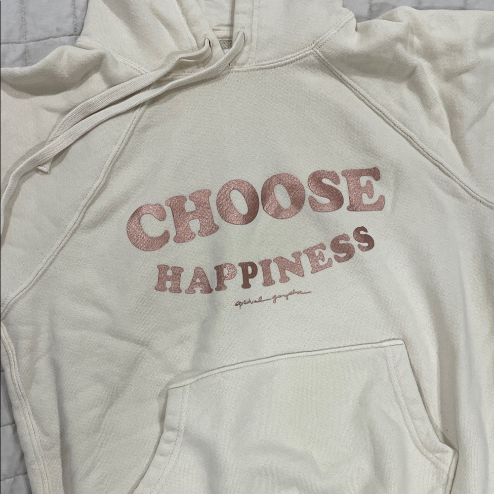 Spiritual Gangster Off-White Hoodie with Pink Lettering